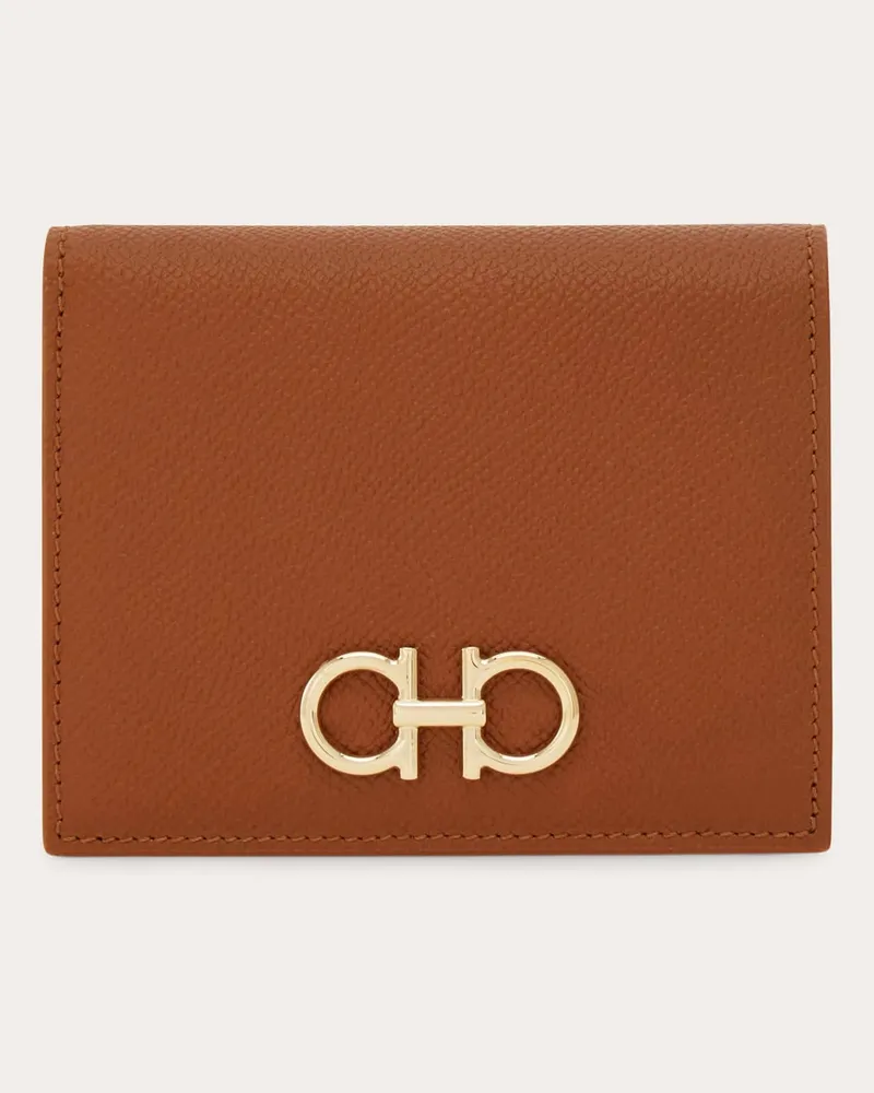 Ferragamo Damen Gancini Portemonnaie Beige Braun