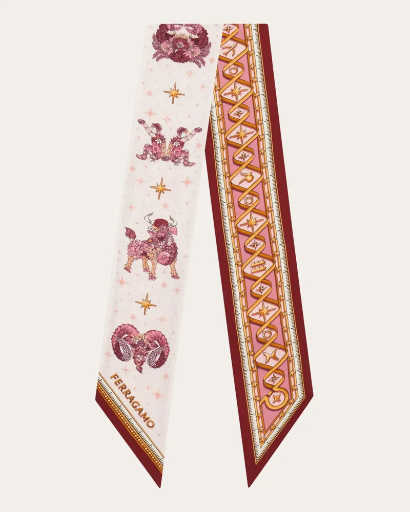 Ferragamo Damen Mini-Bandeau-Tuch mit Horoskop-Print Rot Rot