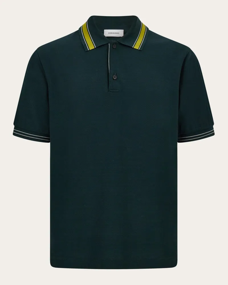 Ferragamo Herren Kurzärmliges Polohemd Grün Grün