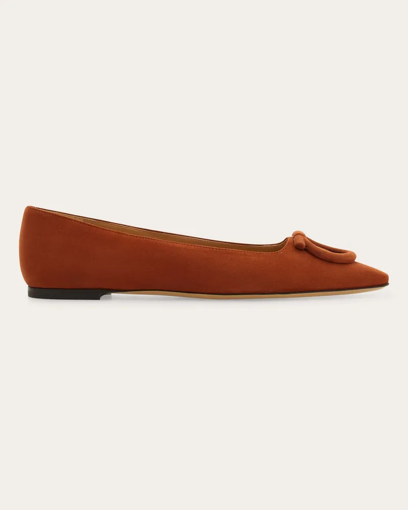 Ferragamo Damen Ballerina mit Maxi Gancini Braun Größe 5 Braun