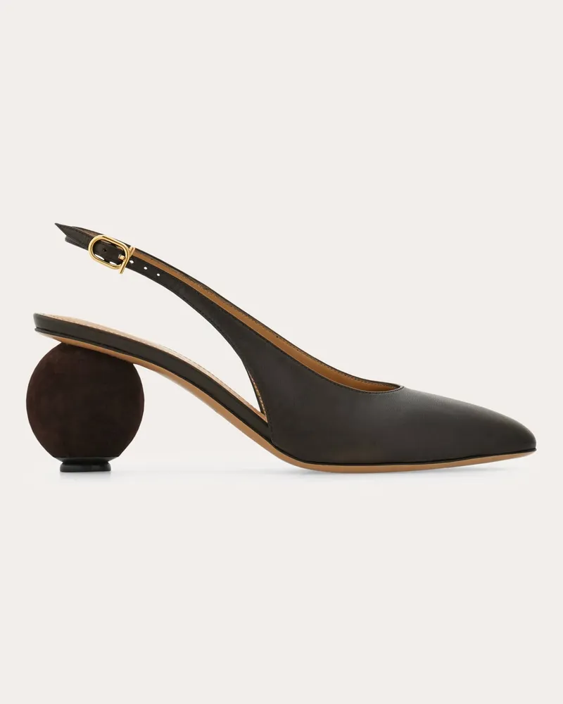 Ferragamo Damen Slingback mit Kugelabsatz Braun Größe 5 Braun