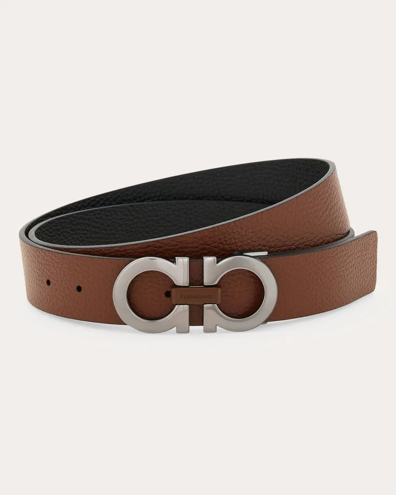 Ferragamo Herren Verstellbarer Gancini Wendegürtel Braun Braun