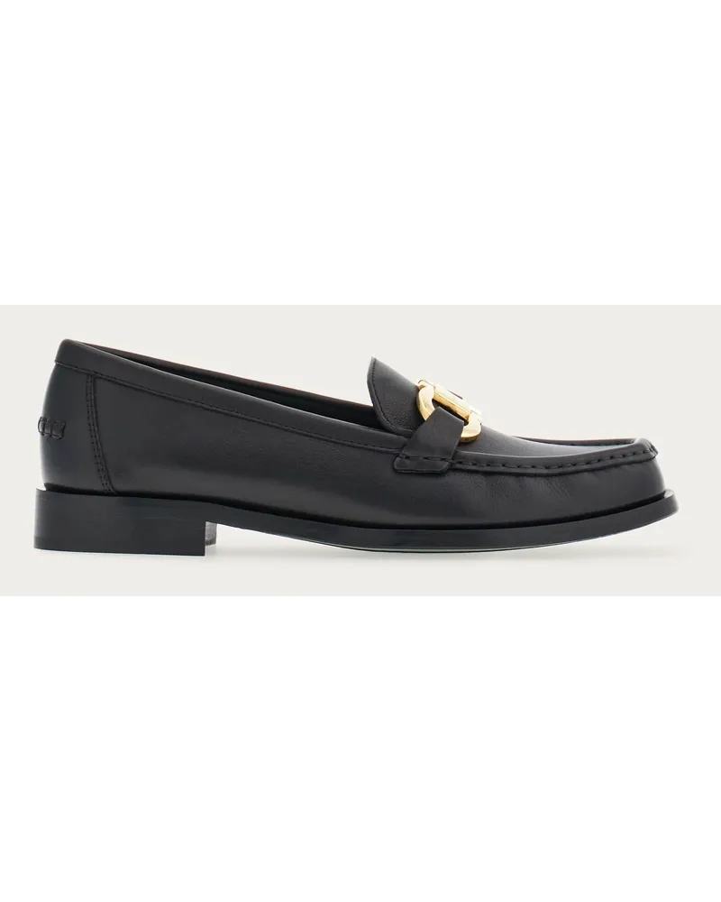 Ferragamo Damen Loafer mit Gancini-Ornament Schwarz Größe 5 Schwarz
