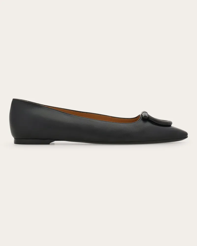 Ferragamo Damen Ballerina mit Maxi Gancini Schwarz Größe Schwarz
