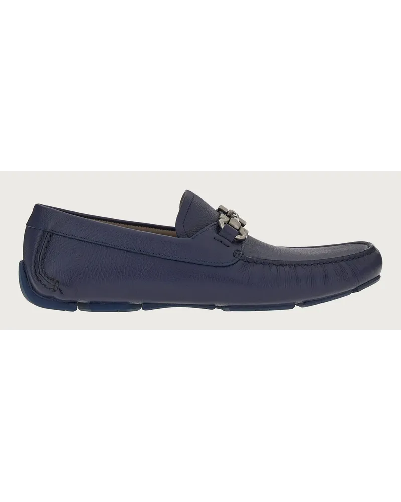 Ferragamo Herren Driver-Mokassin mit Gancini-Ornament Blau Größe Blau