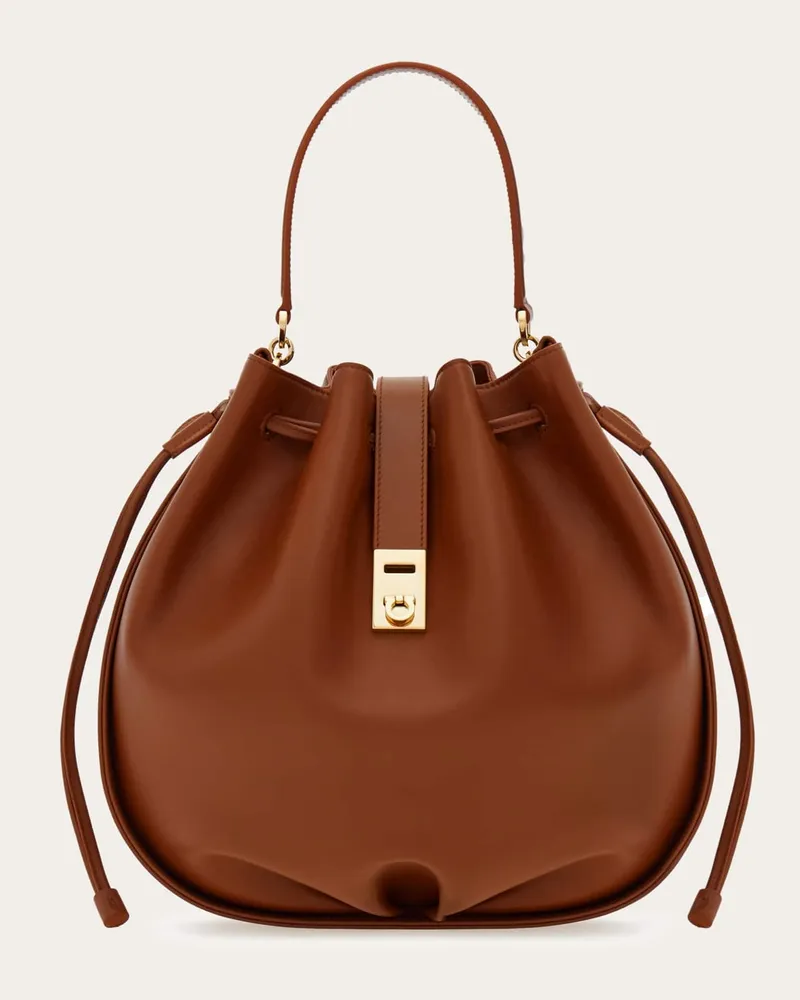 Ferragamo Damen Beuteltasche mit Hug-Schnalle Beige Beige