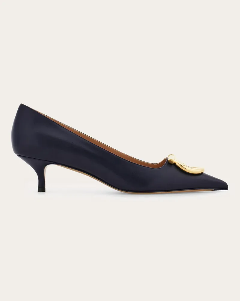 Ferragamo Damen Pumps mit Maxi Gancini Blau Größe 5 Blau