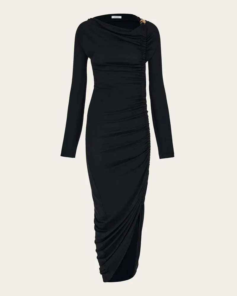 Ferragamo Damen Kleid mit Drapierungen Schwarz Schwarz