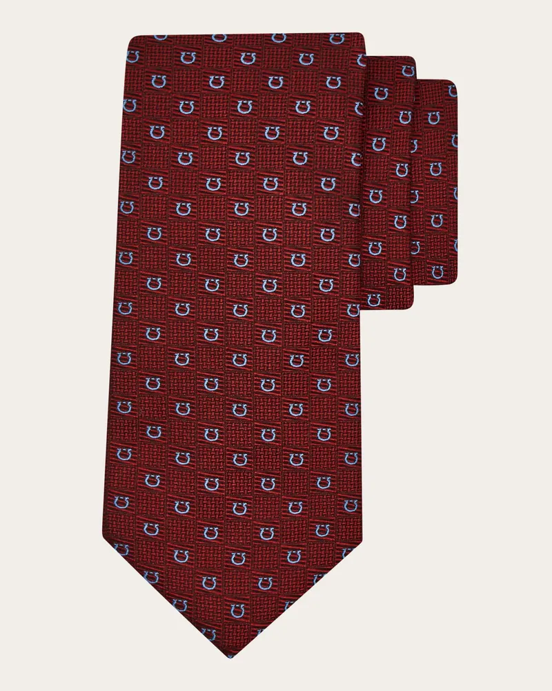 Ferragamo Herren Jacquard-Seidenkrawatte mit Gancini Rot Rot
