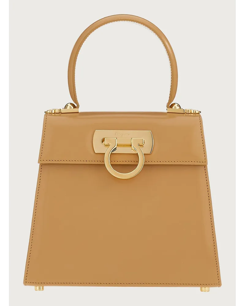 Ferragamo Damen Iconic Top Handle (S) Beige Braun