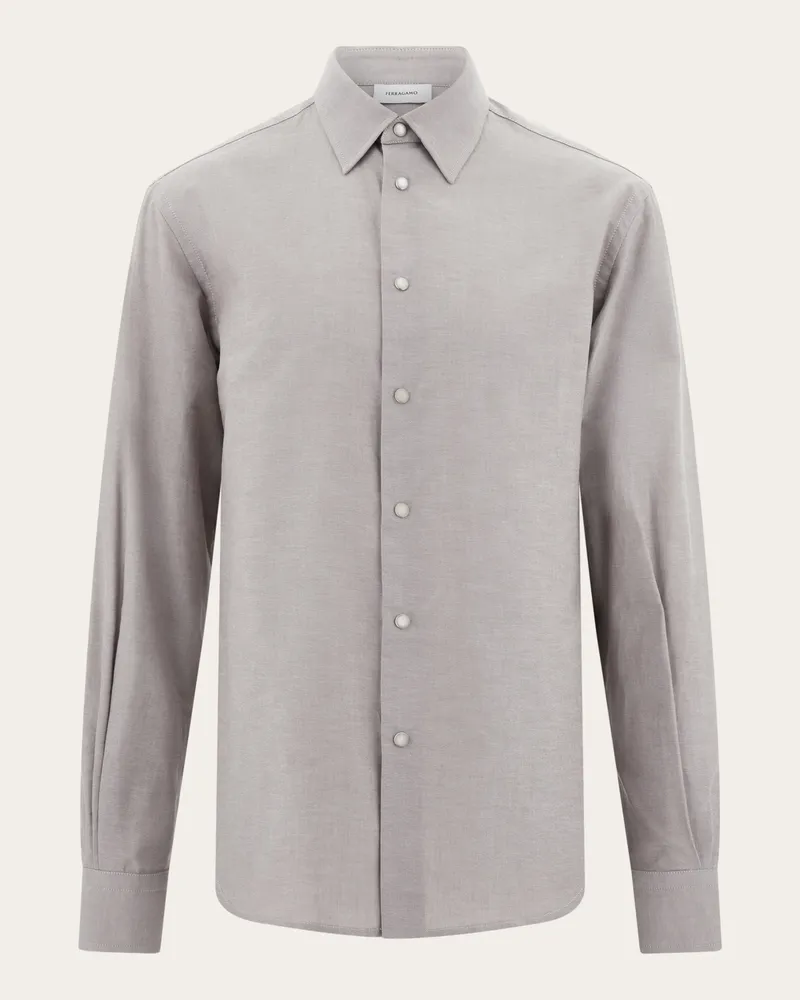 Ferragamo Herren Oxford-Hemd Beige Braun