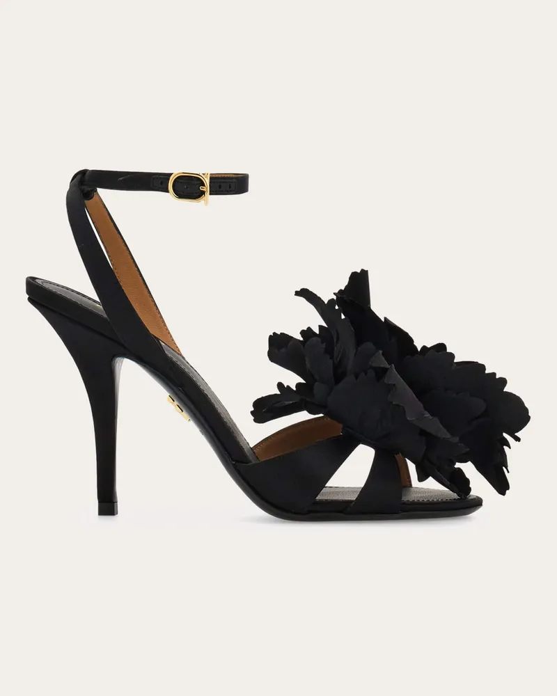 Ferragamo Damen Sandale mit Blume Schwarz Größe Schwarz