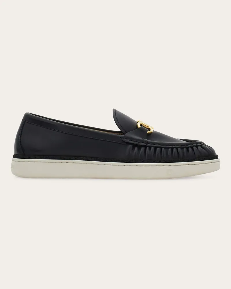 Ferragamo Damen Loafer mit Gancini-Ornament Schwarz Größe 5 Schwarz