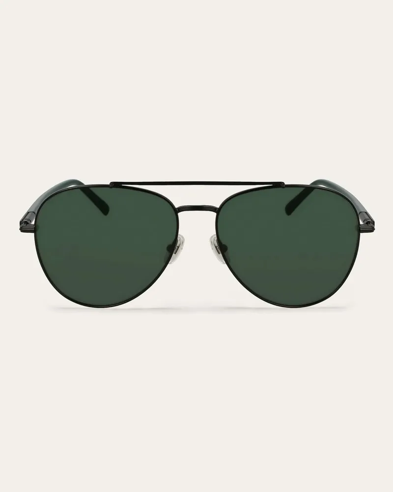 Ferragamo Herren Aviator-Sonnenbrillen Schwarz Schwarz