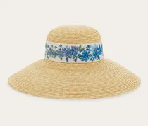 Damen Strohhut Frühlingsprint Blau