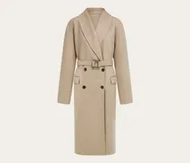 Damen Zweireihiger Mantel Beige