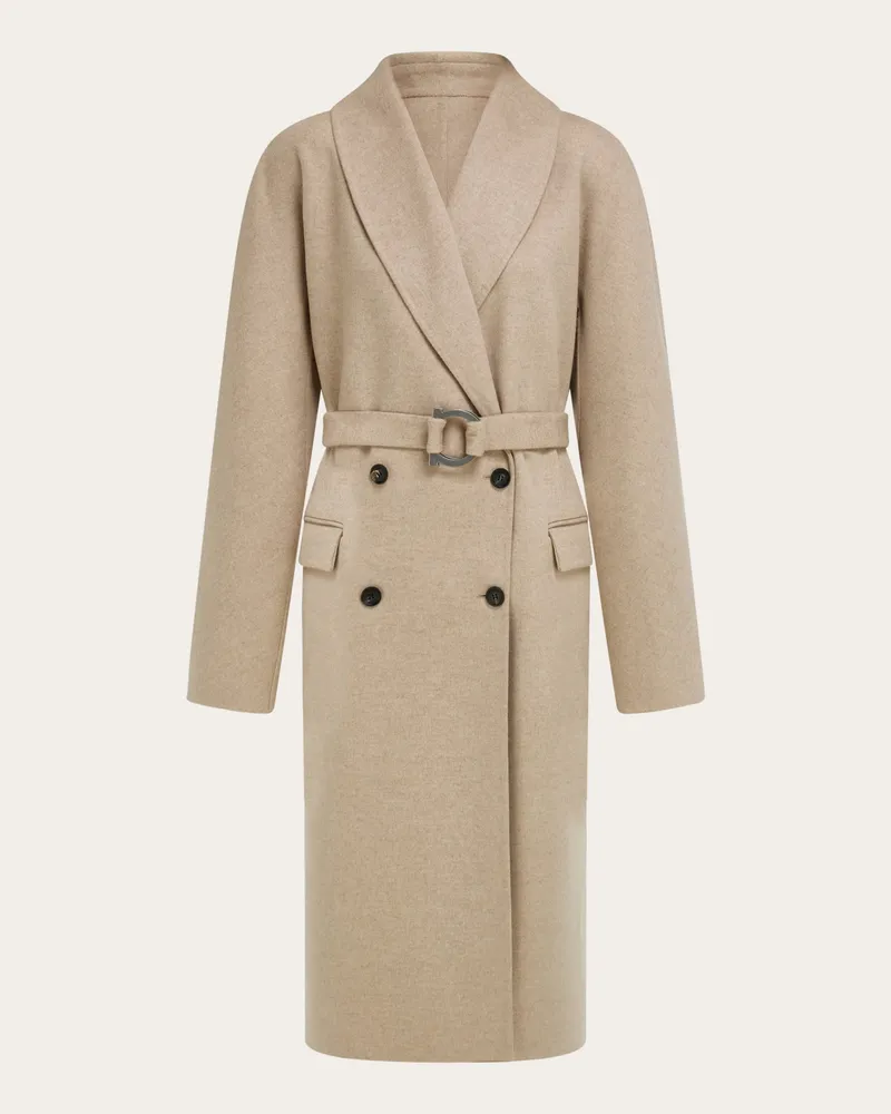Ferragamo Damen Zweireihiger Mantel Beige Beige