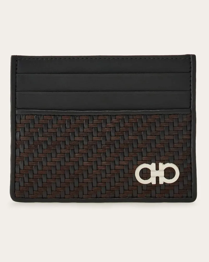 Ferragamo Herren Kreditkartenetui mit Flechtarbeit Braun Braun