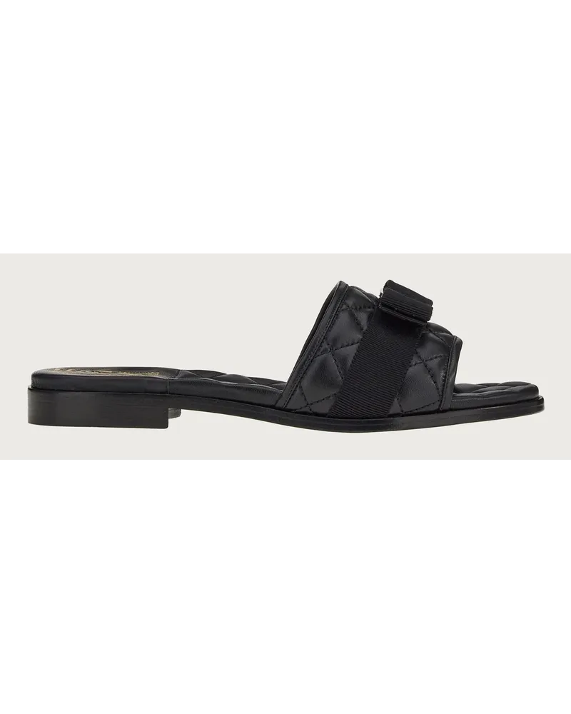 Ferragamo Damen Slide mit Vara-Schleife Schwarz Größe 5 Schwarz