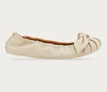 Damen Ballerina mit Schleife Weiß Größe 5