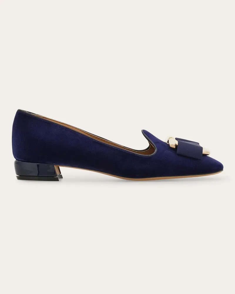 Ferragamo Damen Loafer in Mokassin-Machart mit Gancini Blau Größe 5 Blau