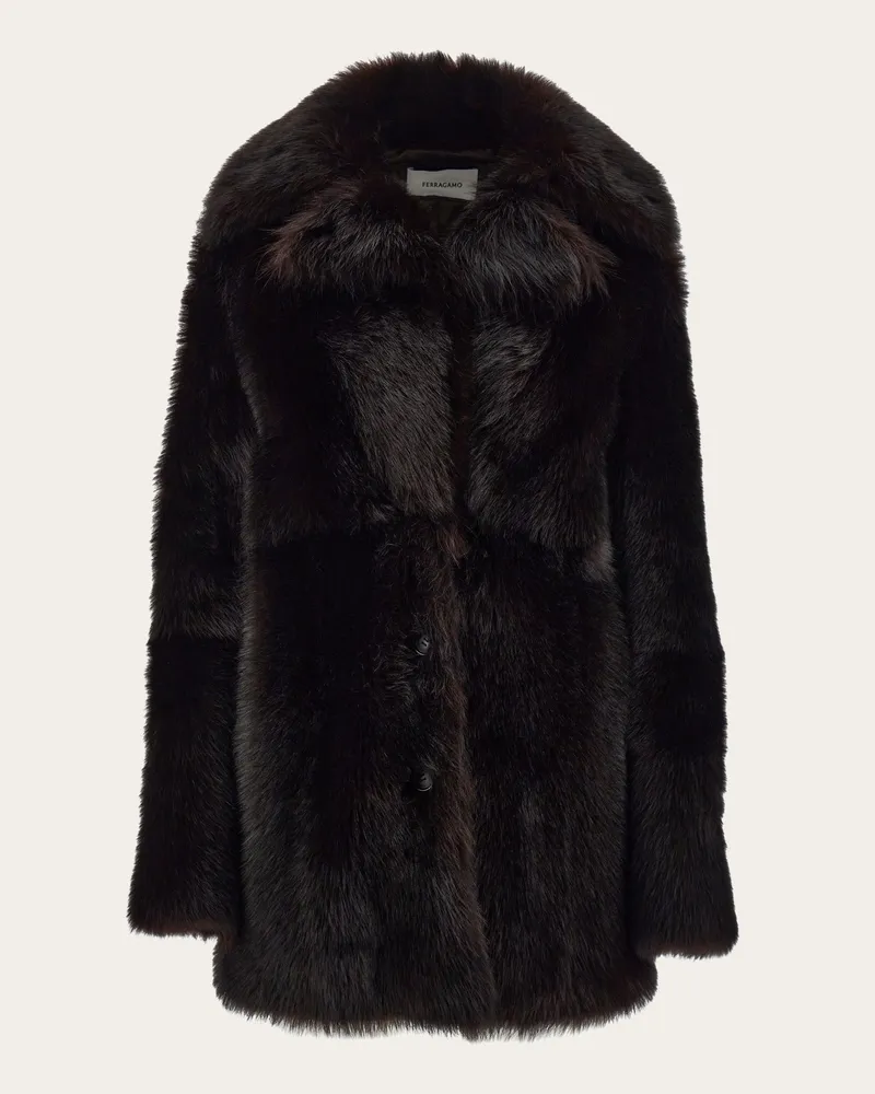 Ferragamo Damen Kurzmantel aus Lammfell Braun Braun