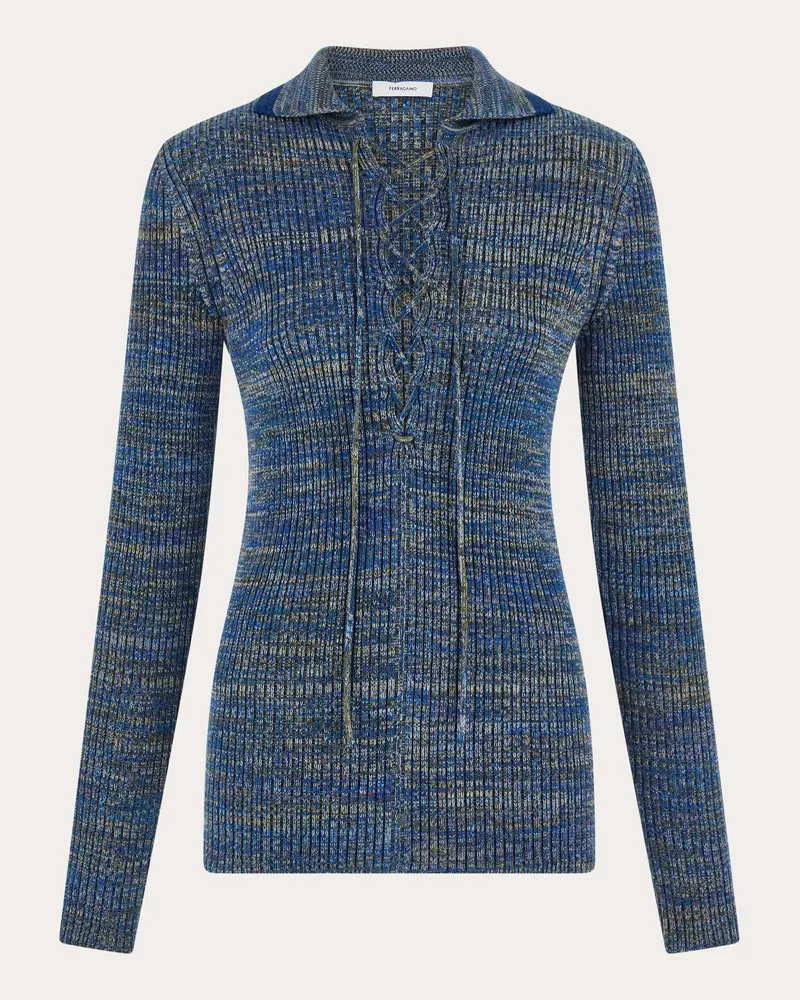 Ferragamo Damen Pullover mit Zugband Blau Blau
