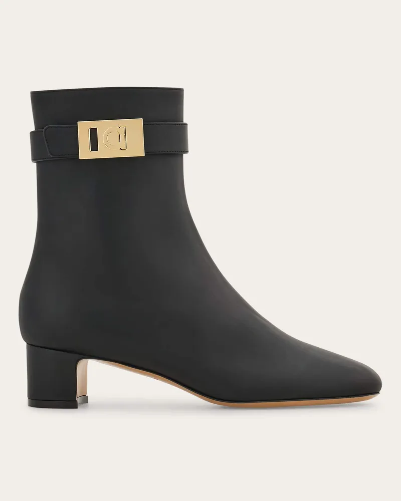 Ferragamo Damen Stiefelette mit Hug Schnalle Schwarz Größe Schwarz