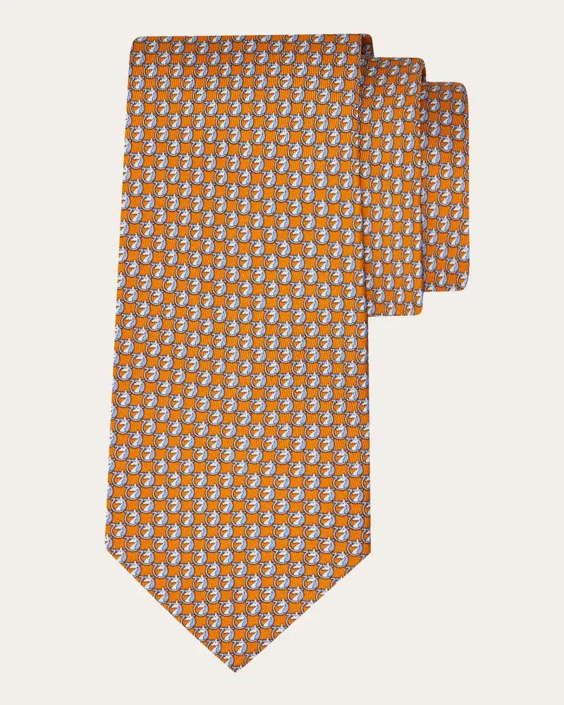 Ferragamo Herren Seidenkrawatte mit Pegasus-Print Orange Orange