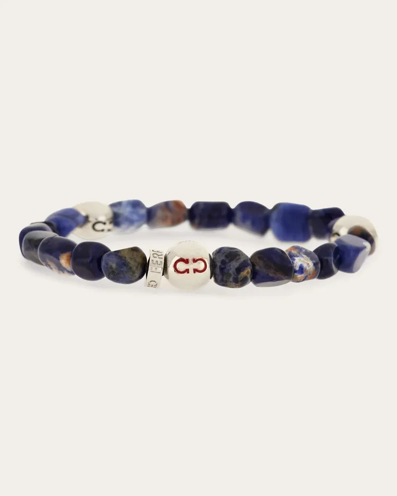 Ferragamo Herren Perlenarmband – Größe 17 Blau Blau
