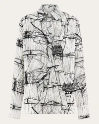 Ferragamo Veliero Print Seidenbluse Weiß