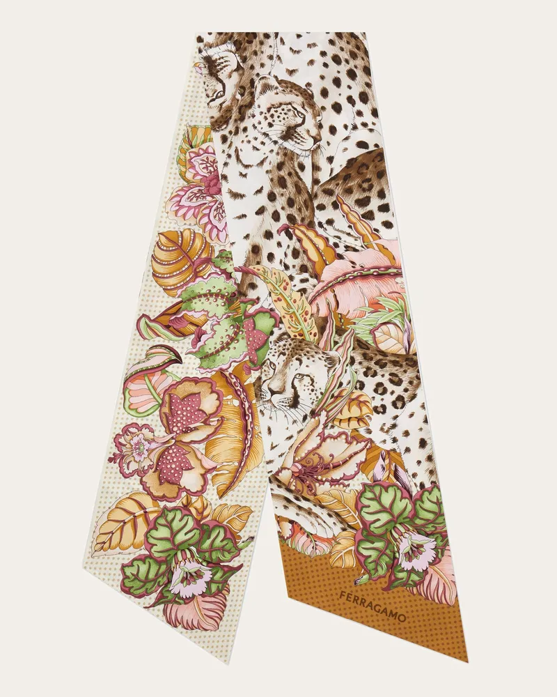 Ferragamo Damen Bandeau-Tuch mit Gepard-Print Beige Braun