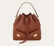 Damen Mini Hug Beuteltasche mit Multipocket-Konstruktion Braun