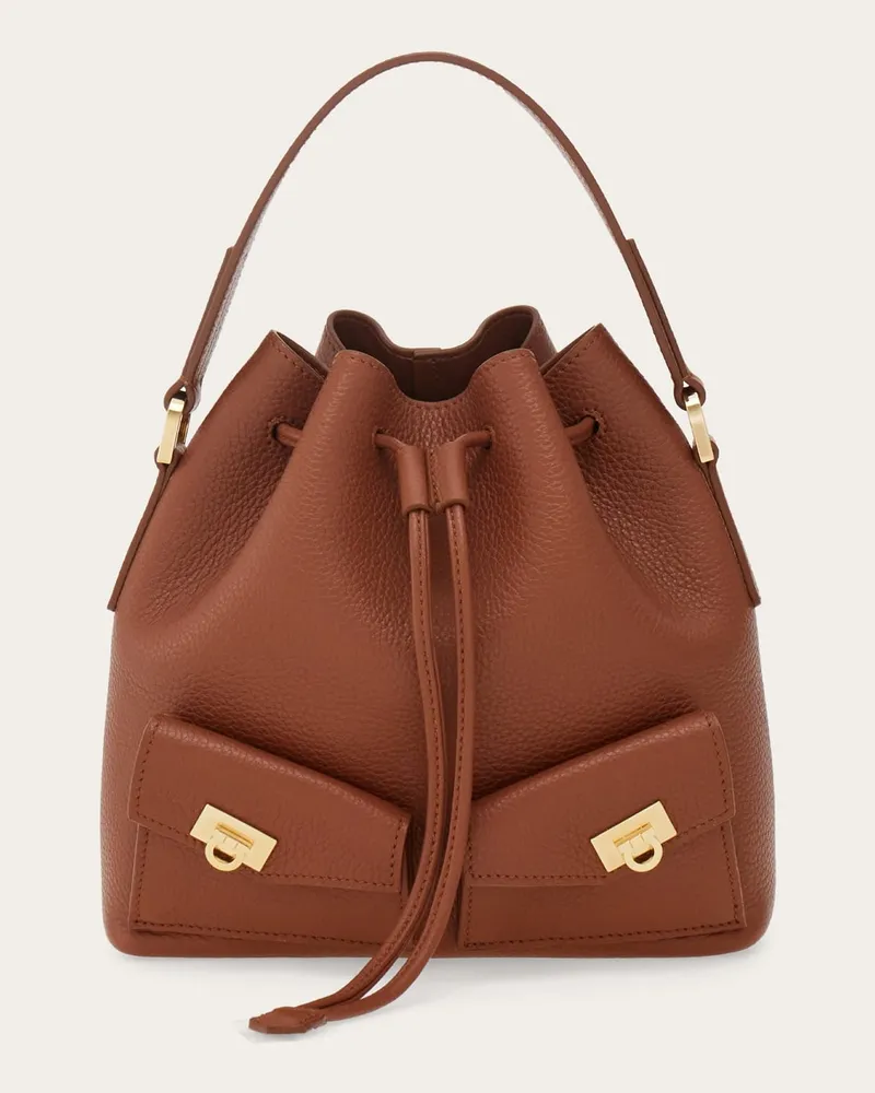Ferragamo Damen Mini Hug Beuteltasche mit Multipocket-Konstruktion Braun Braun