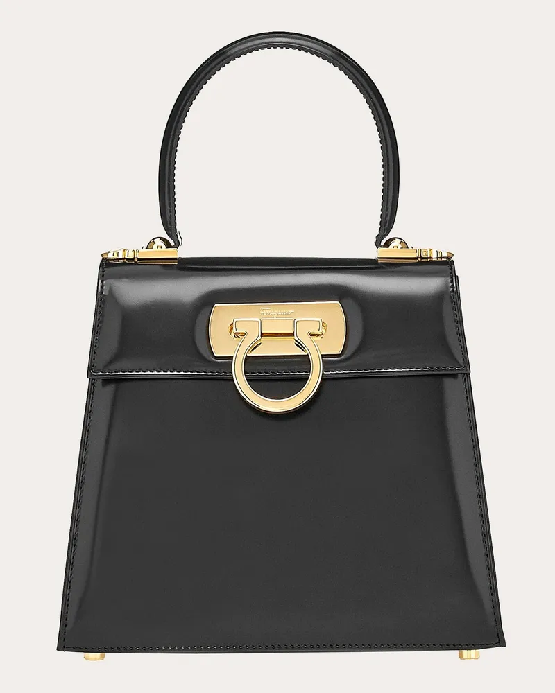 Ferragamo Damen Iconic Top Handle (S) Schwarz Schwarz