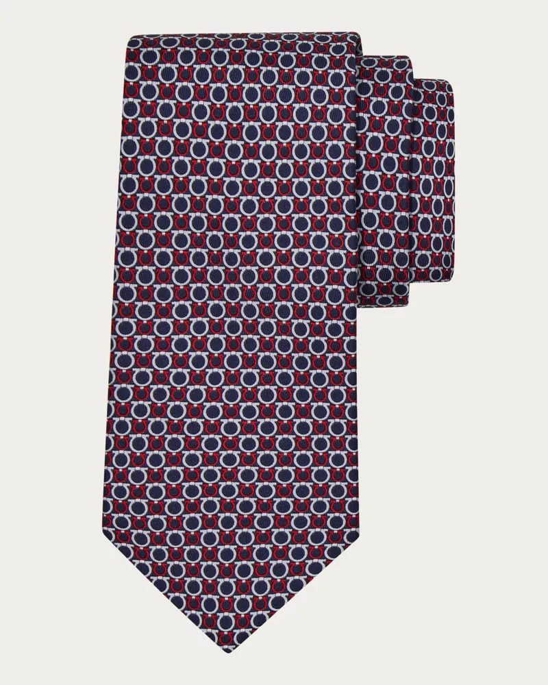 Ferragamo Herren Seidenkrawatte mit Gancini-Print Blau Blau