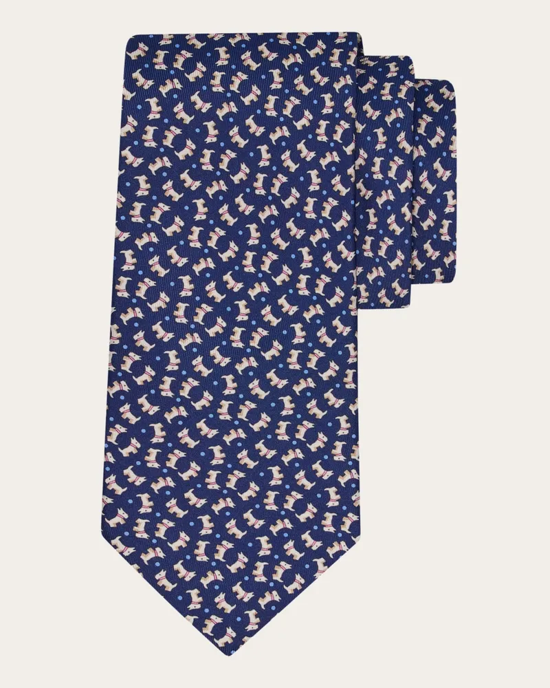 Ferragamo Herren Seidenkrawatte mit Charlie-Print Blau Blau