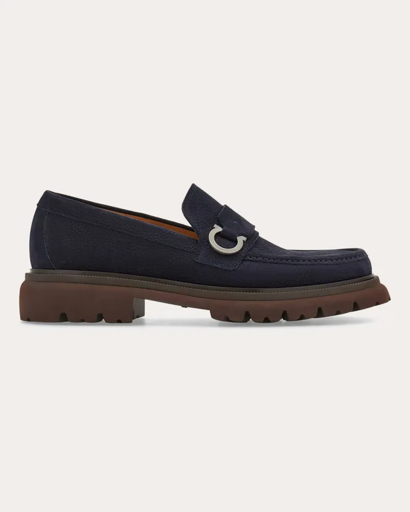 Ferragamo Herren Loafer mit Gancini-Ornament Blau Größe Blau