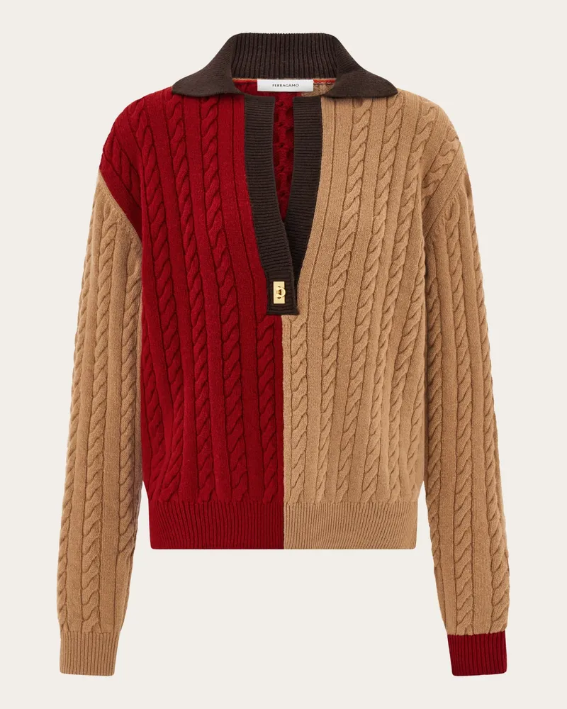 Ferragamo Damen Zopfpullover Rot Rot