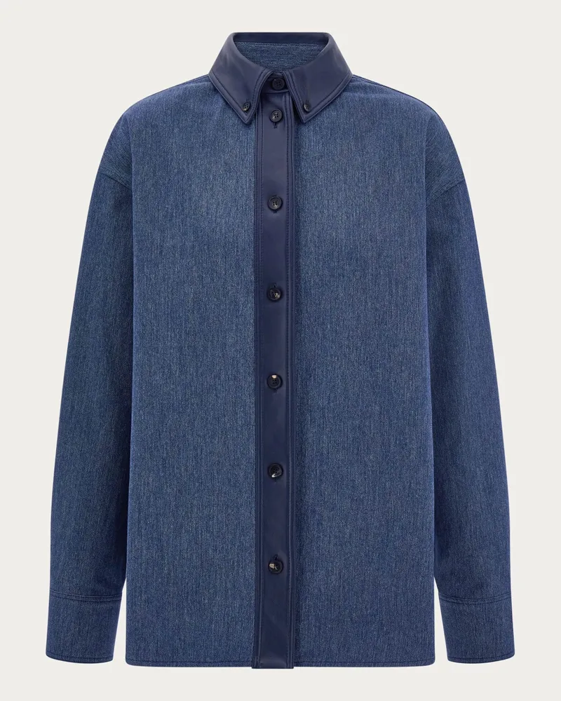 Ferragamo Damen Jeansbluse Blau Blau