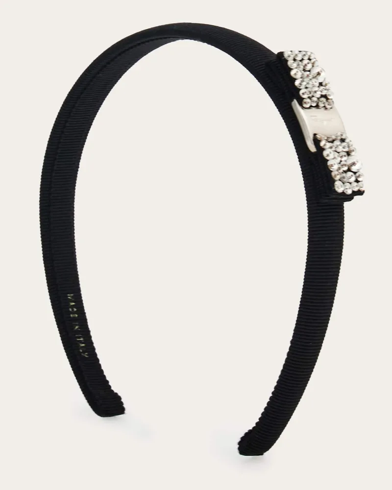 Ferragamo Damen Haarband mit Vara-Schleife und Kristallen Schwarz Schwarz