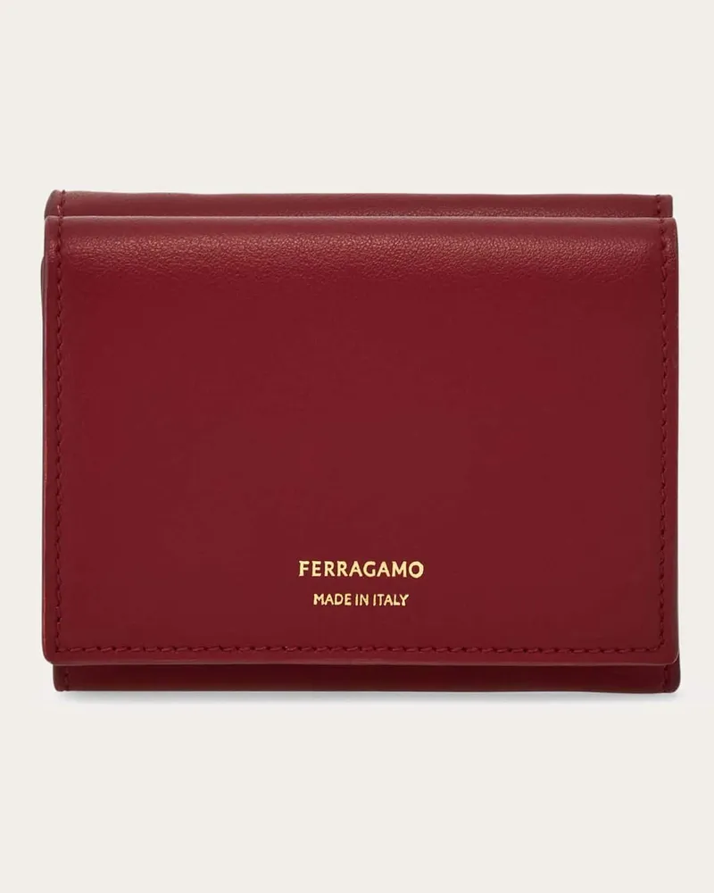 Ferragamo Damen Zweifarbiges Trifold Portemonnaie Rot Rot