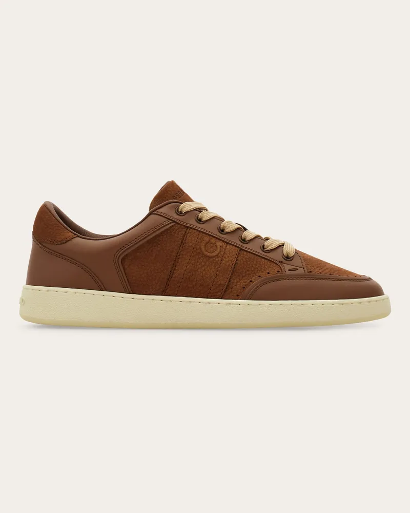 Ferragamo Herren Low-Top-Sneaker mit Signatur Braun Größe Braun