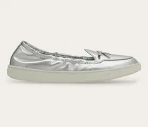 Damen Loafer mit Mini Bow Silber Größe 5