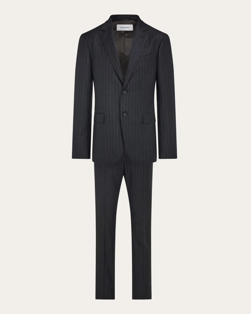 Ferragamo Herren Anzug aus Wollgewebe mit Nadelstreifen Grau Grau