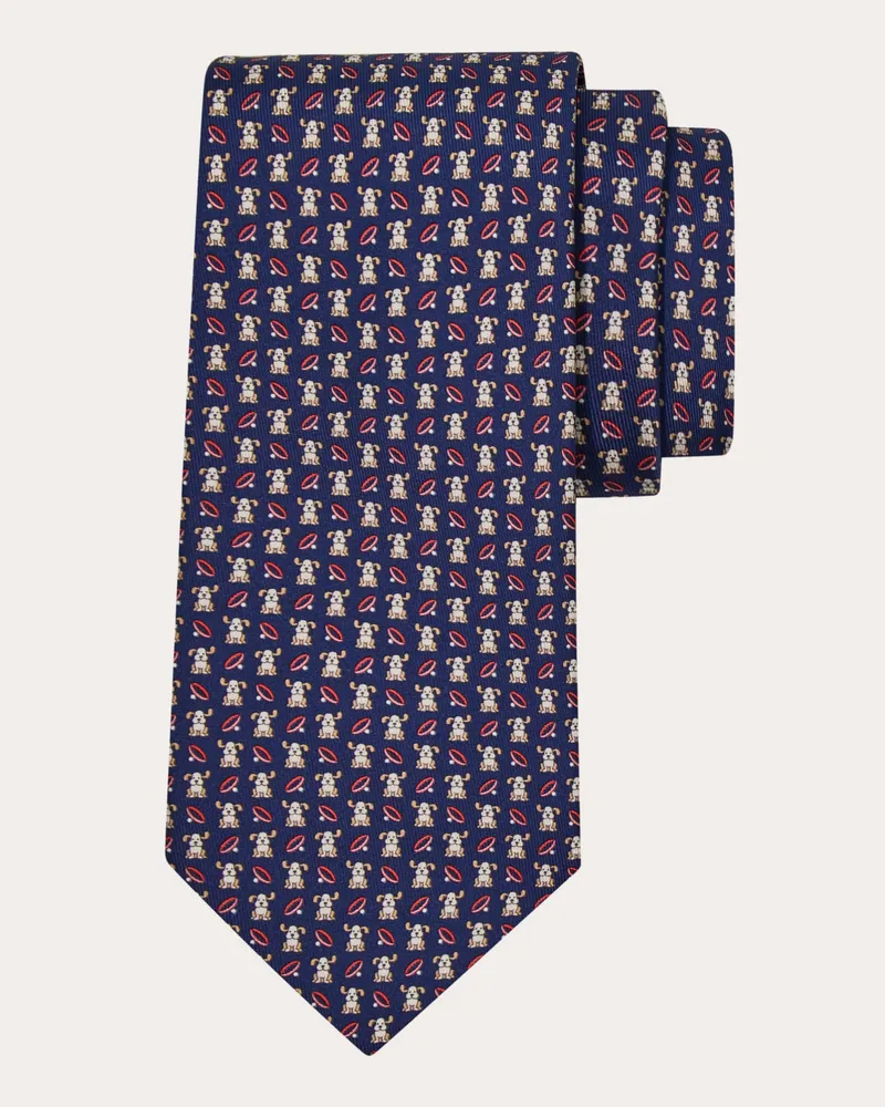 Ferragamo Herren Seidenkrawatte mit Bello-Print Blau Blau