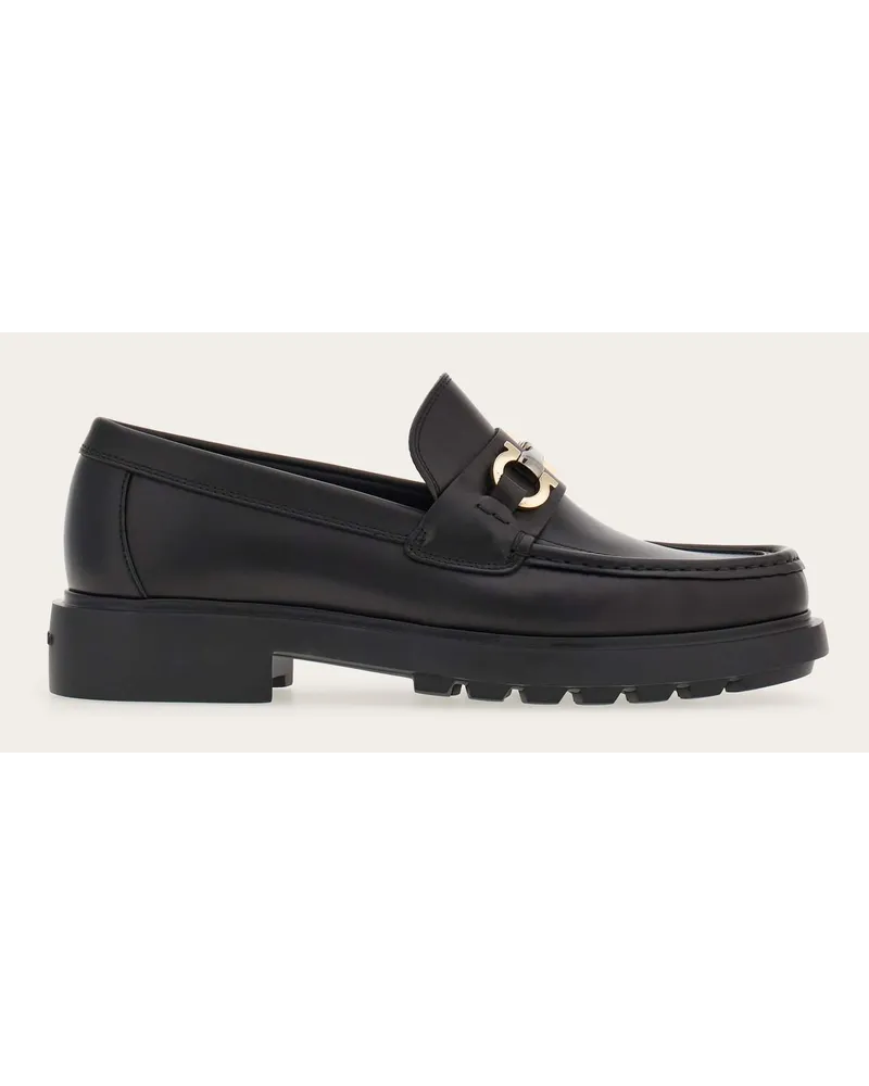 Ferragamo Herren Loafer in Mokassin-Machart mit Gancini-Ornament Schwarz Größe Schwarz