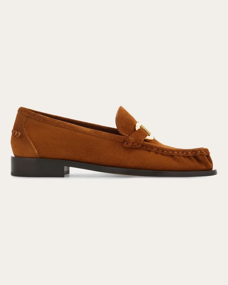 Ferragamo Damen Loafer mit Gancini-Ornament Braun Größe 5 Braun