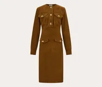 Damen Midikleid aus gewaschenem Gabardine Braun