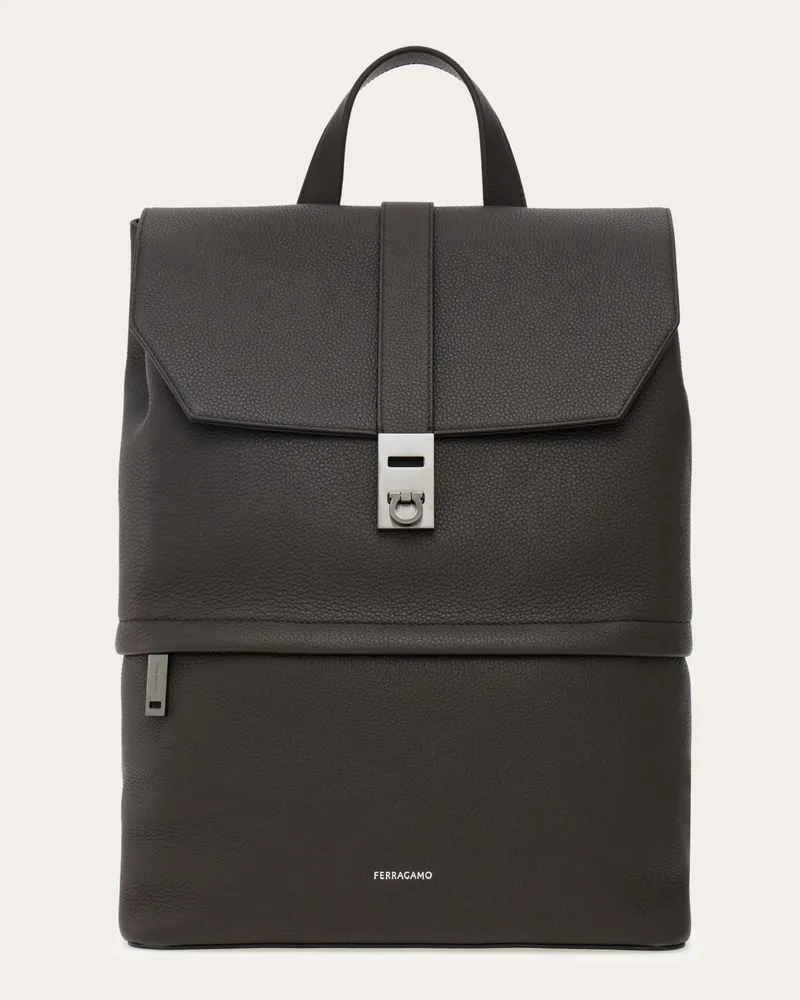 Ferragamo Herren Rucksack mit Gancini-Schnalle Braun Braun